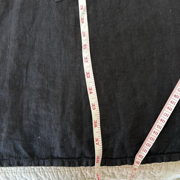 FLAX Woman’s 100% Linen Black Leganlook Tunic, Long Sleeve Pocket Dress - Picture 8 of 11